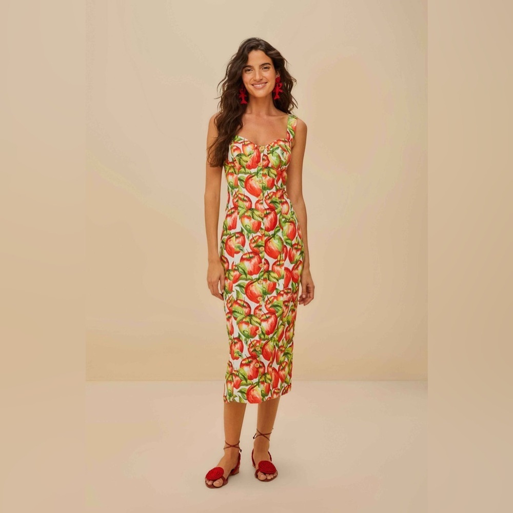 FARM Rio: Off-White Apple Midi Dress